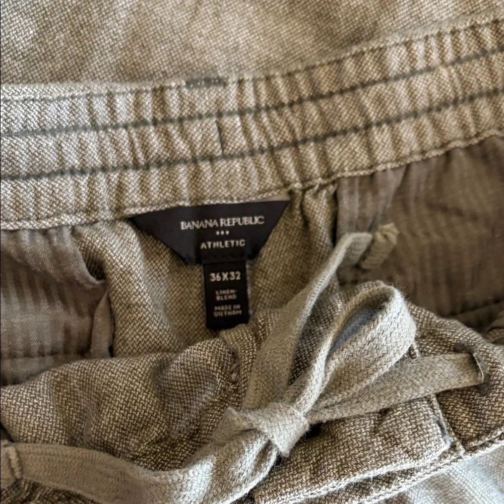 36x32 Men's green/grey Casual linen Drawstring Pants